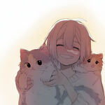 卡通图片 小女孩与2只小猫肥猫