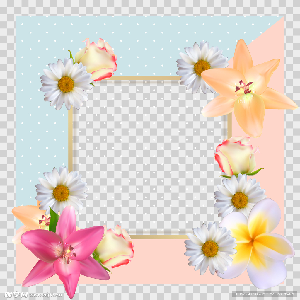 淡彩花卉边框 