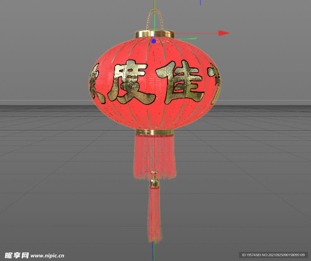 C4D模型欢乐佳节创意红灯笼