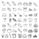 手绘素描中式蔬菜食品装饰图案