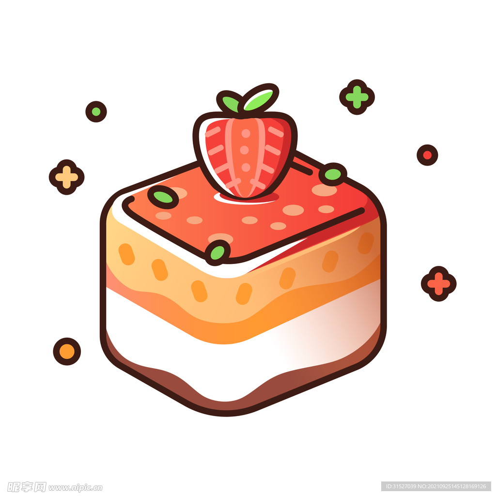 草莓蛋糕插画