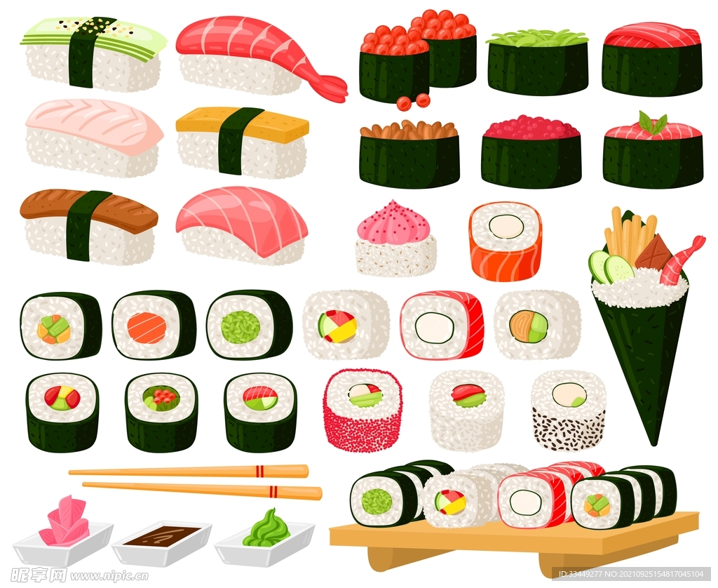寿司美食矢量图