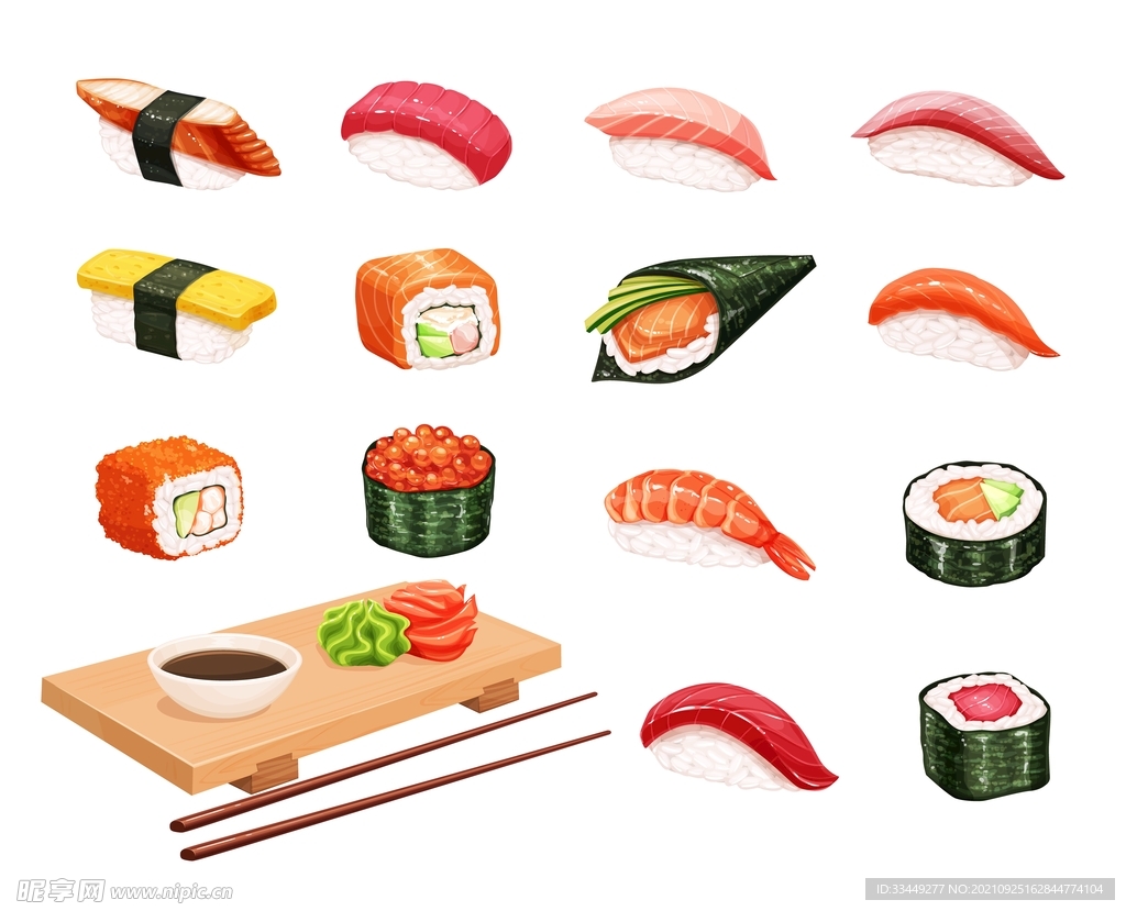 日式寿司矢量图