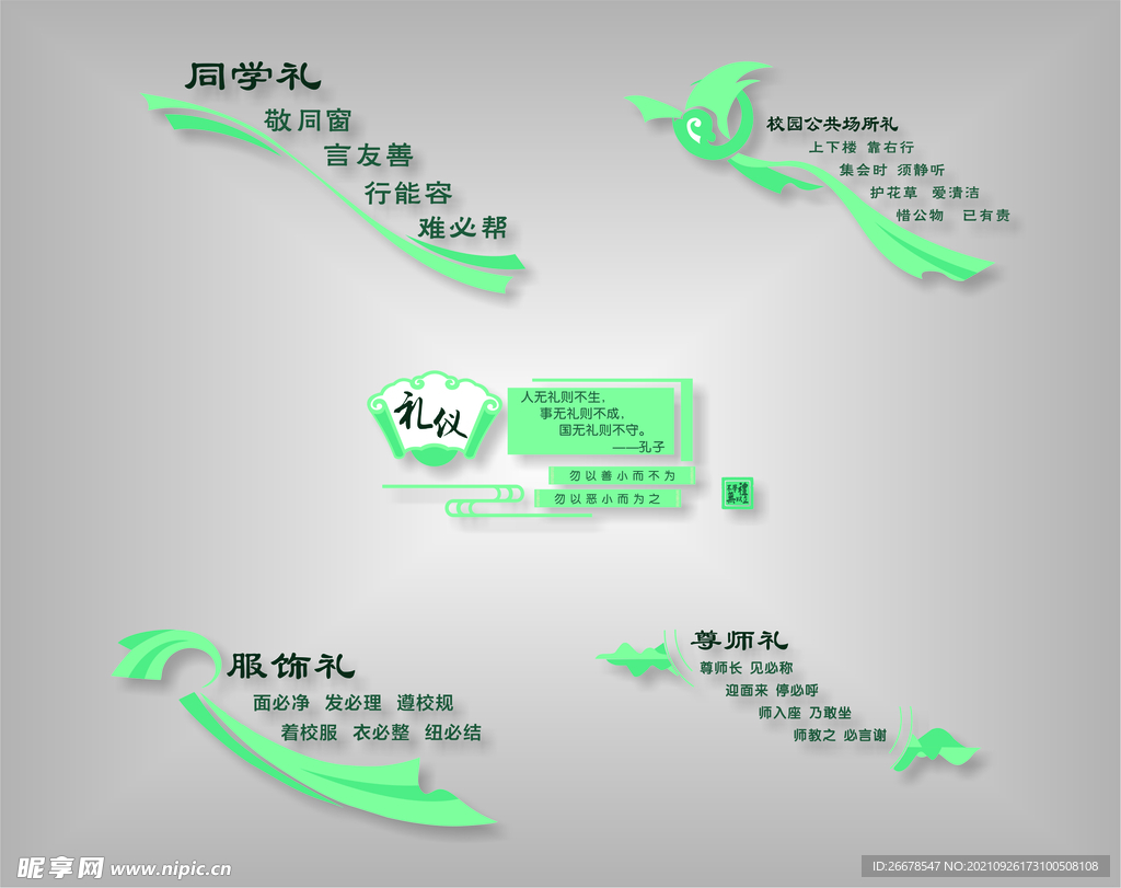 校园礼仪文化墙 