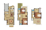 房地产联排别墅户型铺装分层图