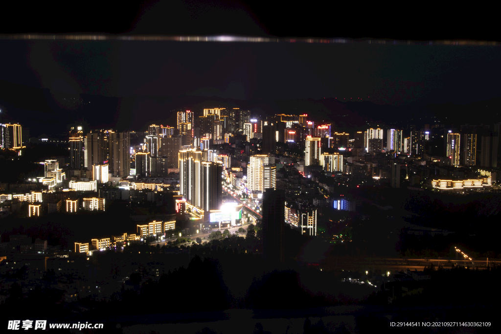 贵州省盘州市城市夜景全景