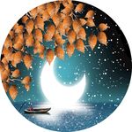 梦幻星空山水圆形装饰画