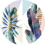 手绘植物花卉树叶插画圆形玄关