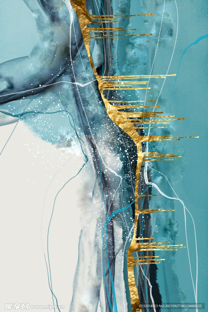 抽象色块纹理晕染线条装饰画