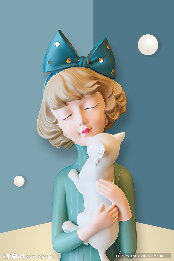 抽象少女瓷娃娃儿童装饰画