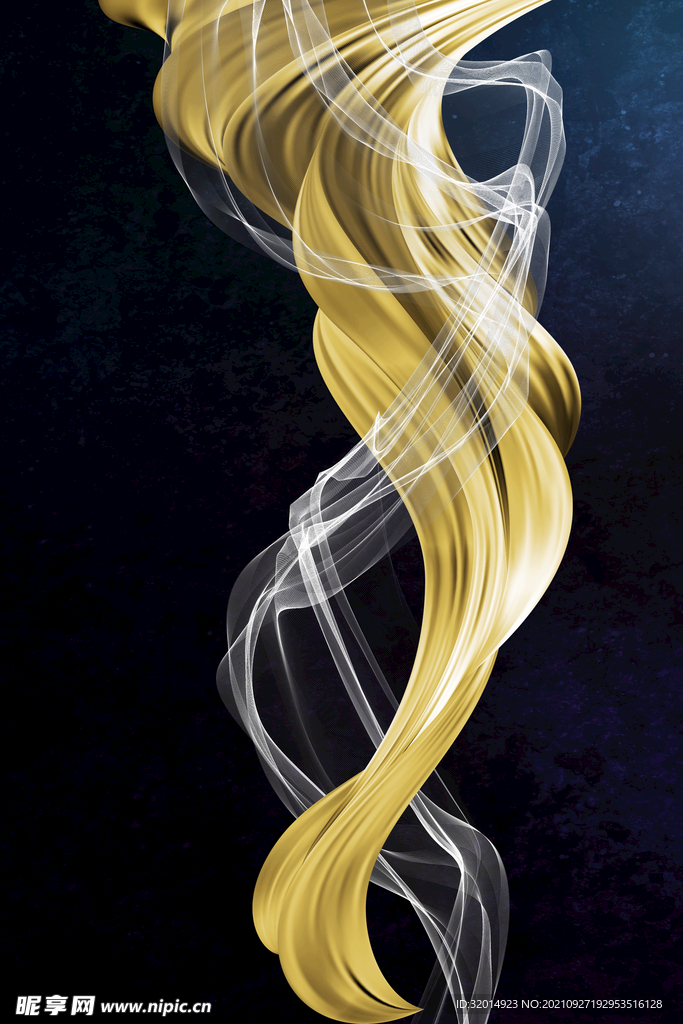 金色飘带丝带烟雾装饰画