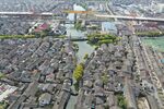 绍兴东圃镇鸟瞰航拍图