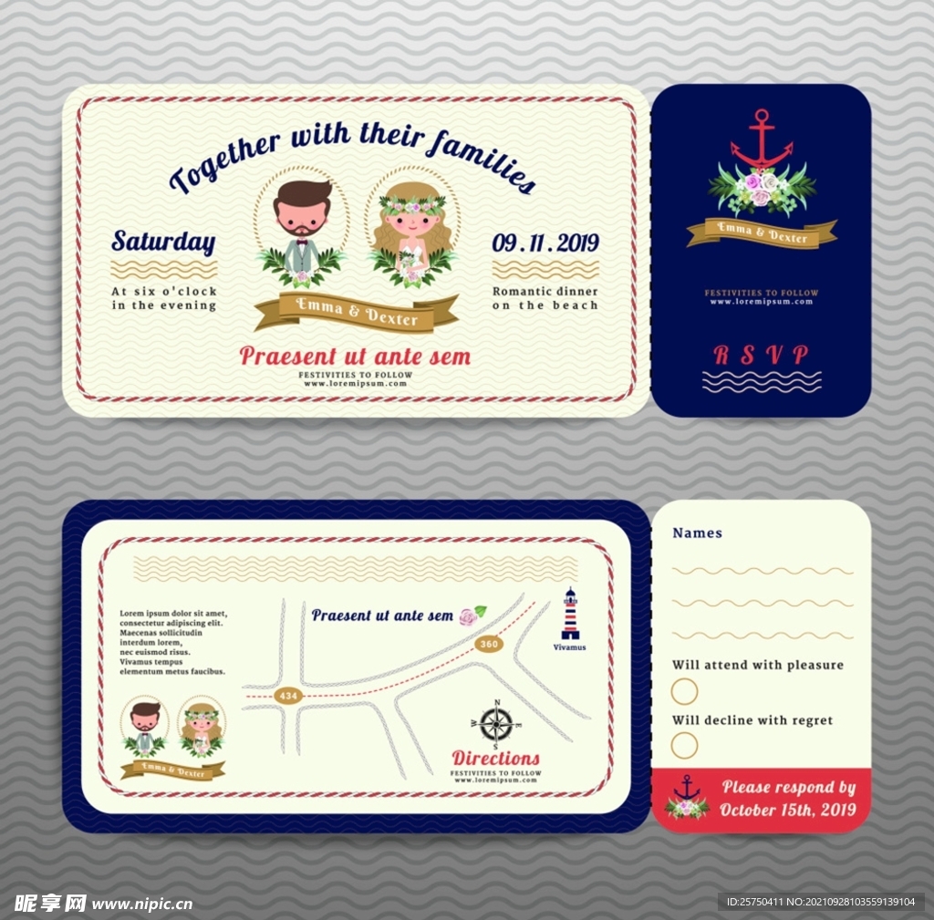结婚请柬矢量