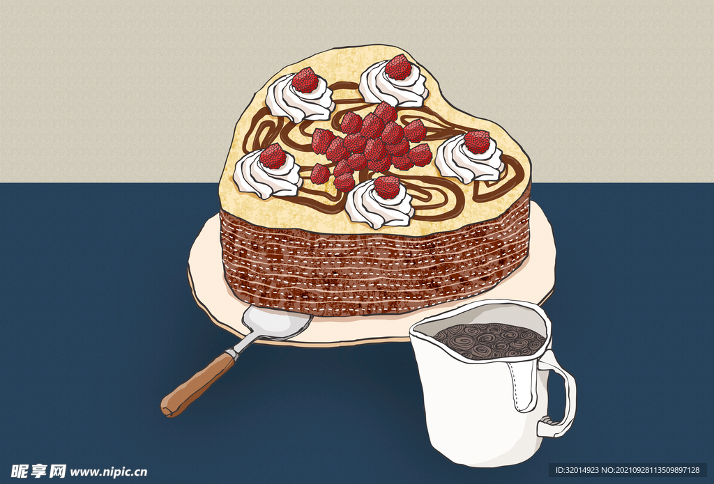 餐厅美食插画装饰画