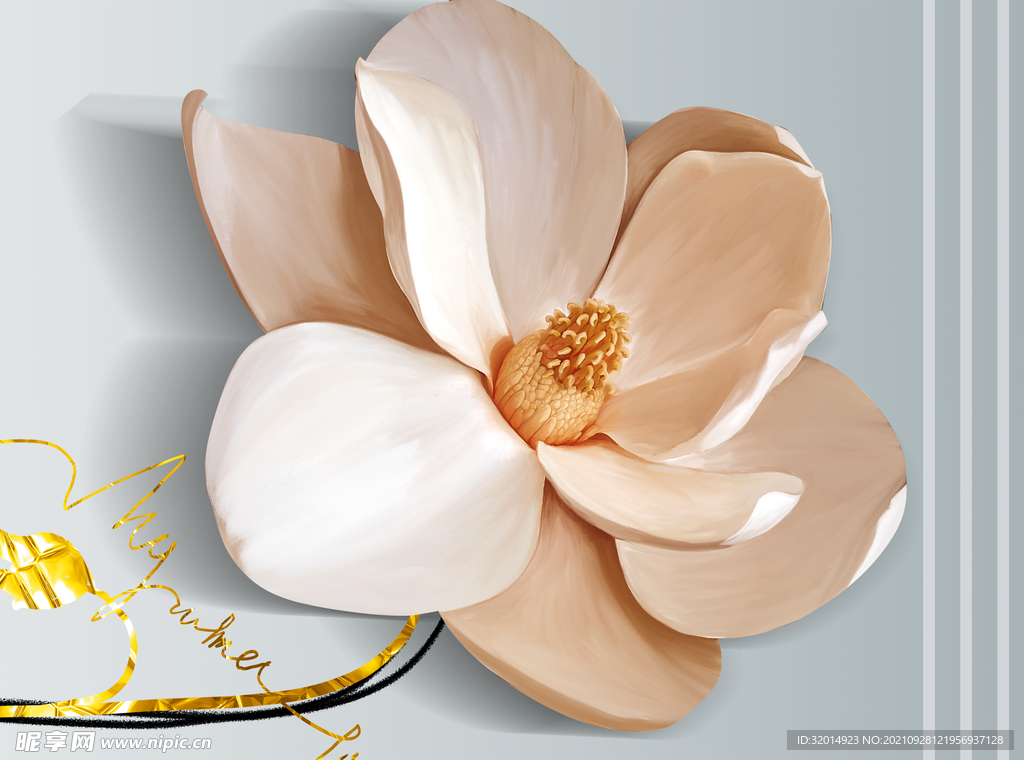 玉兰花花卉装饰画