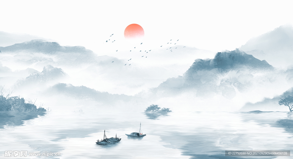 依山傍水云山雾绕宣传标识