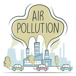 汽车尾气污染环境环保插画