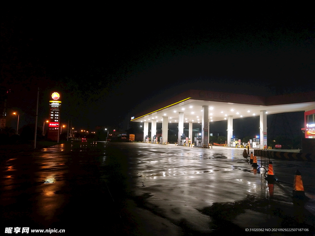 Free stock photo of gas station, night