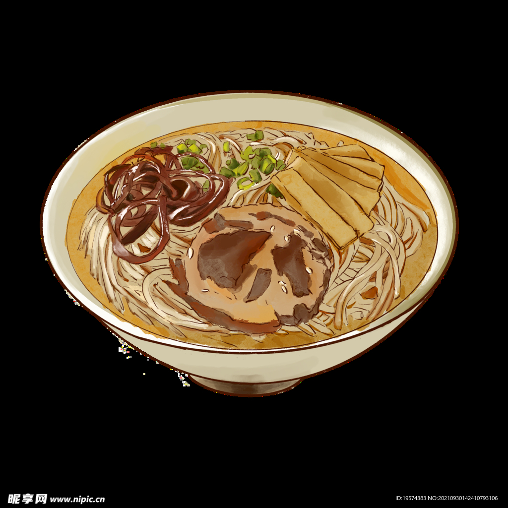 png手绘大排面狮子头阳春面