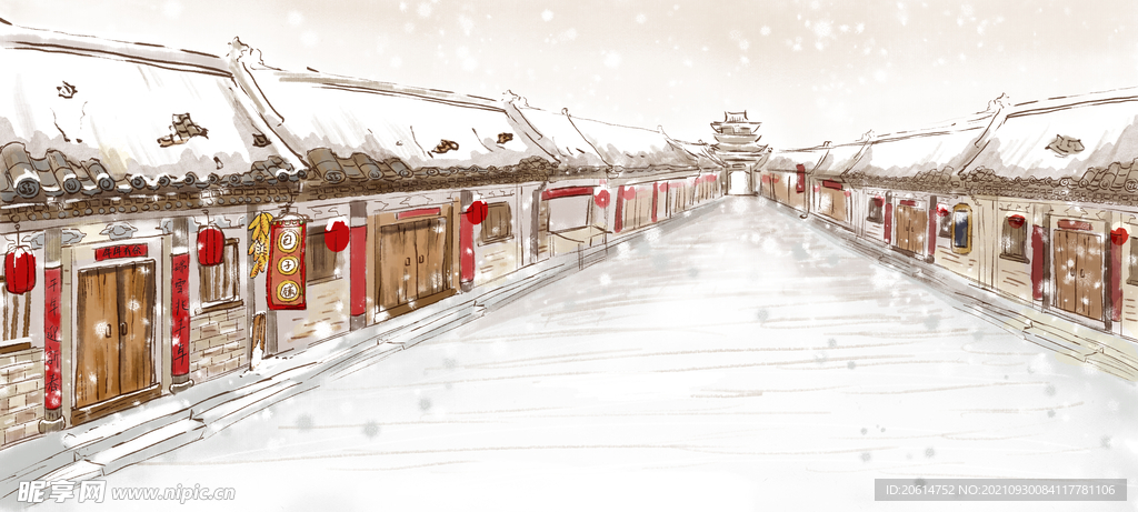 冬雪覆盖的家乡