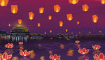 夜空中美丽的花灯