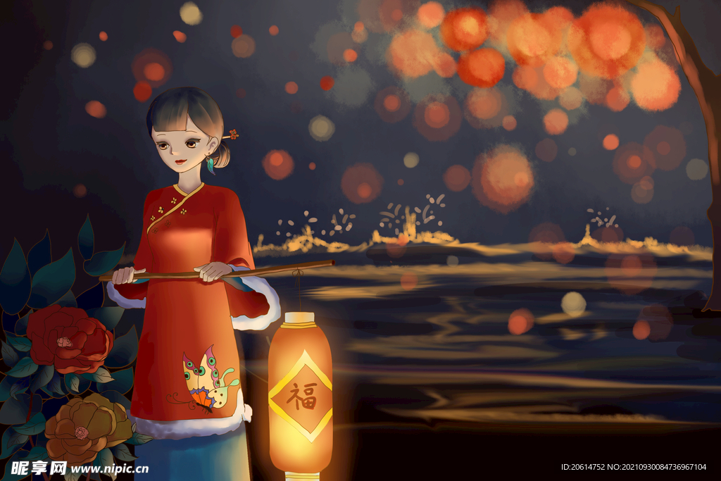 夜色下的行人