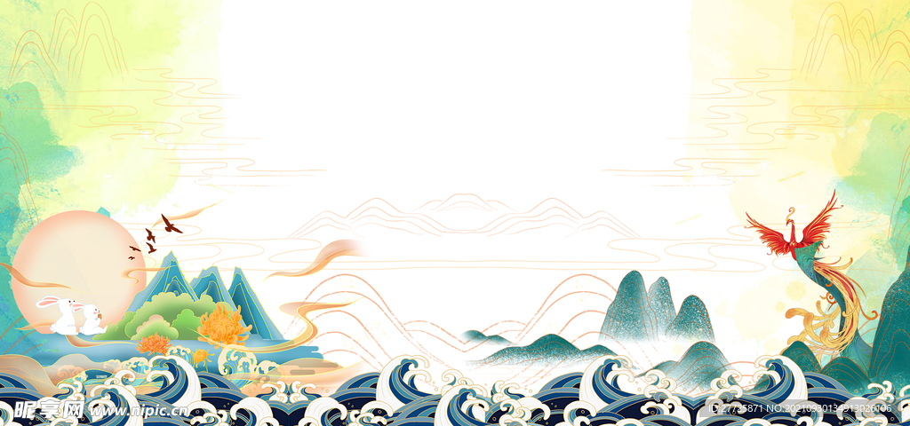 国潮中国风山海背景