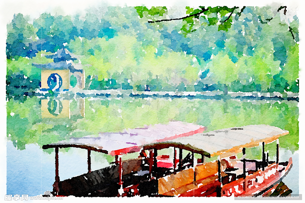 瘦西湖水彩