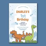 卡通恐龙儿童生日模板矢量