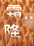 霜降落叶简约秋天橙色海报