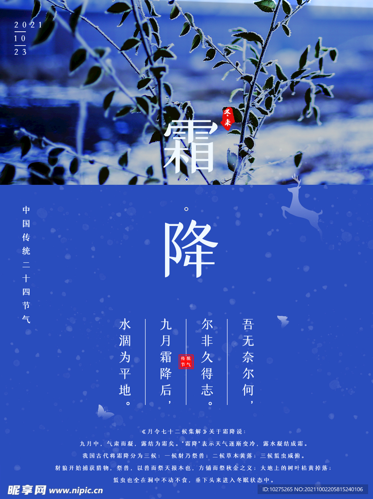 中国传统二十四节气霜降海报