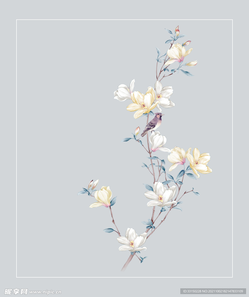 数码印花水彩花抽象花卉水彩花