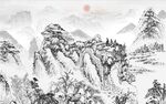 中式水墨山水国画电视背景墙