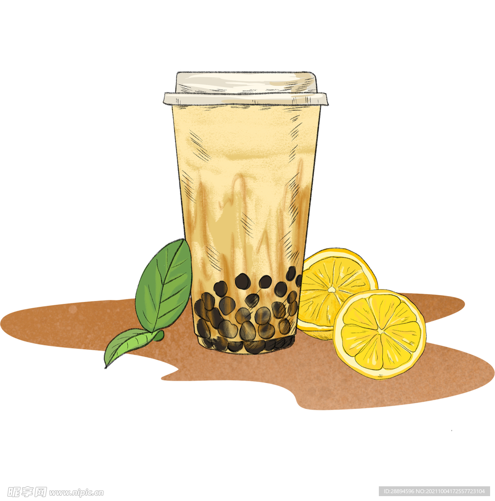 手绘珍珠奶茶