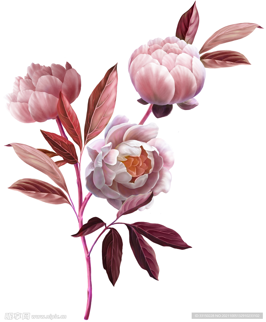 数码印花水彩花抽象花卉水彩花