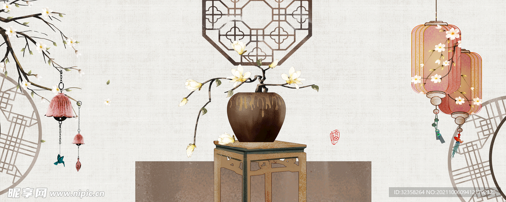 民俗中式花瓶装饰画