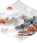 意境山水麋鹿装饰画