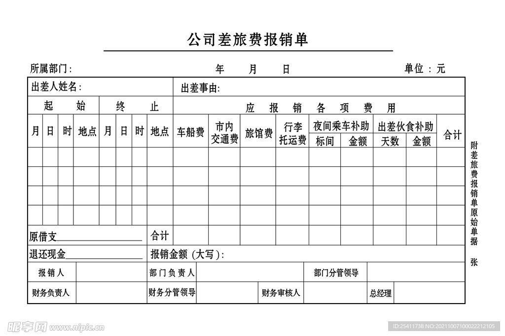 差旅费报销单