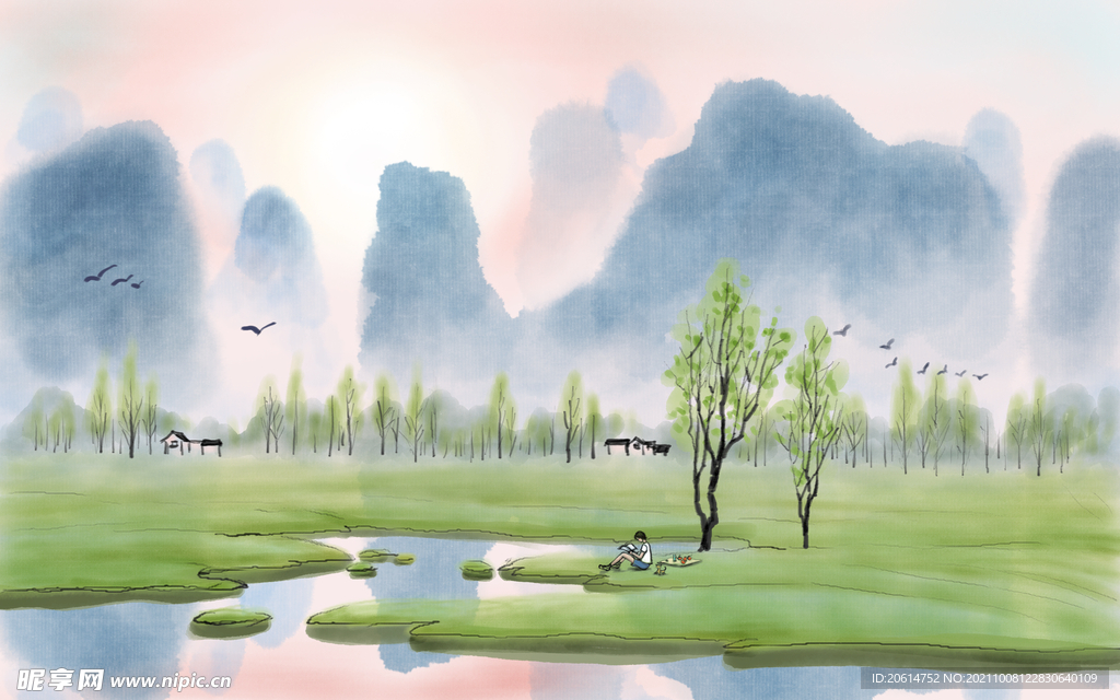 中国风山水画