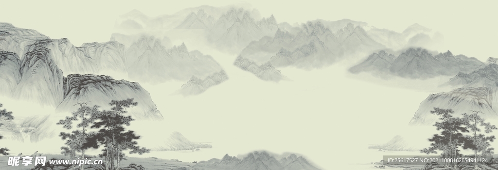 中式背景  山水