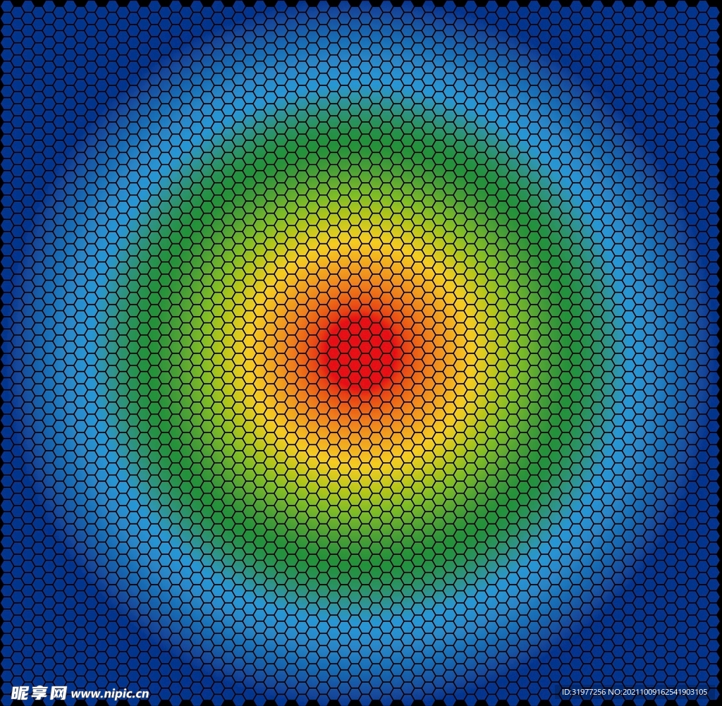 多彩圆形渐变蜂窝底纹