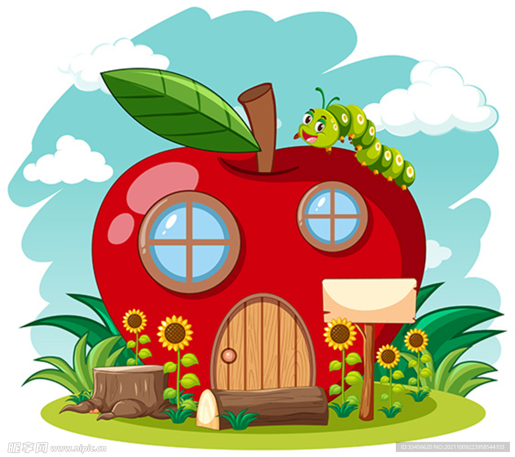苹果上的房子平面广告素材免费下载(图片编号:4935989)-六图网