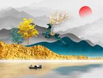 麋鹿金色山水