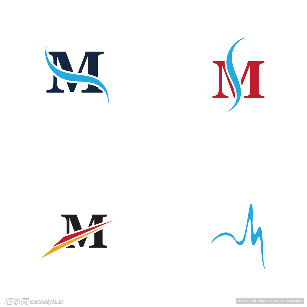   字母标 logo 标志M 
