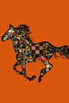 现代橙色积木乐高抽象马装饰画