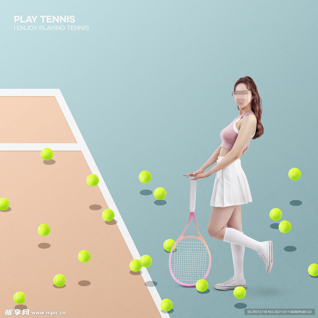 创意清新网球美运动体育海报背景