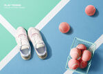 创意清新网球运动体育海报背景