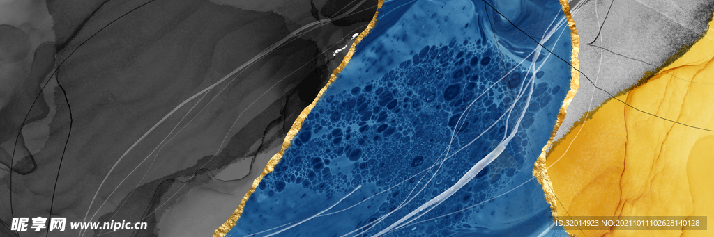 抽象色块纹理晕染线条装饰画