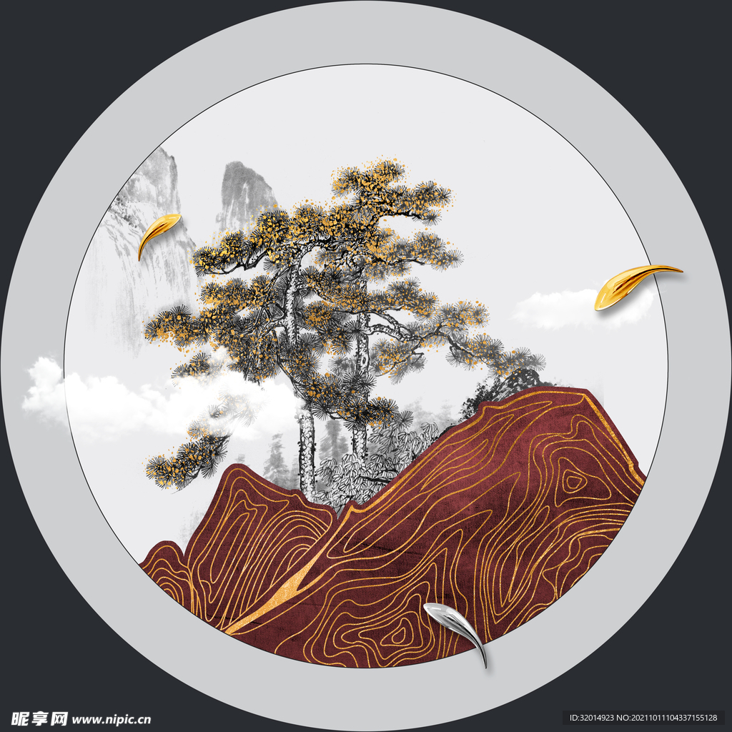 中式线条山水