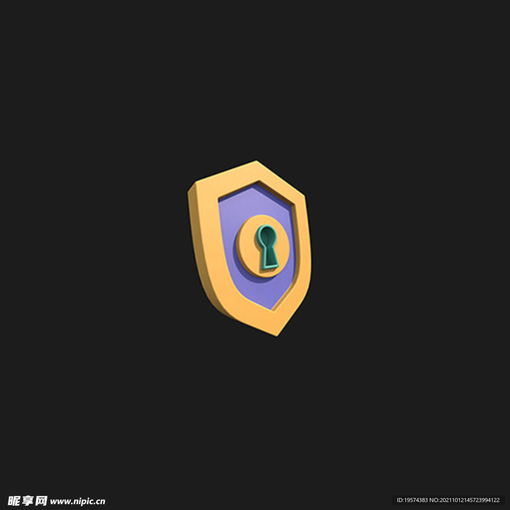 C4D模型安全保护盾牌锁